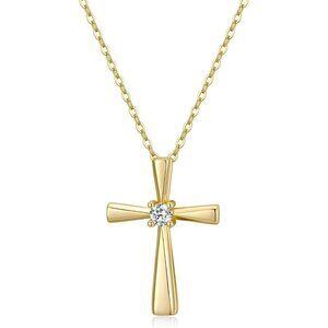 🆕 Women Gold Small Cross Necklace Stunning Shine Wearing Stylish Jewelry Gift
